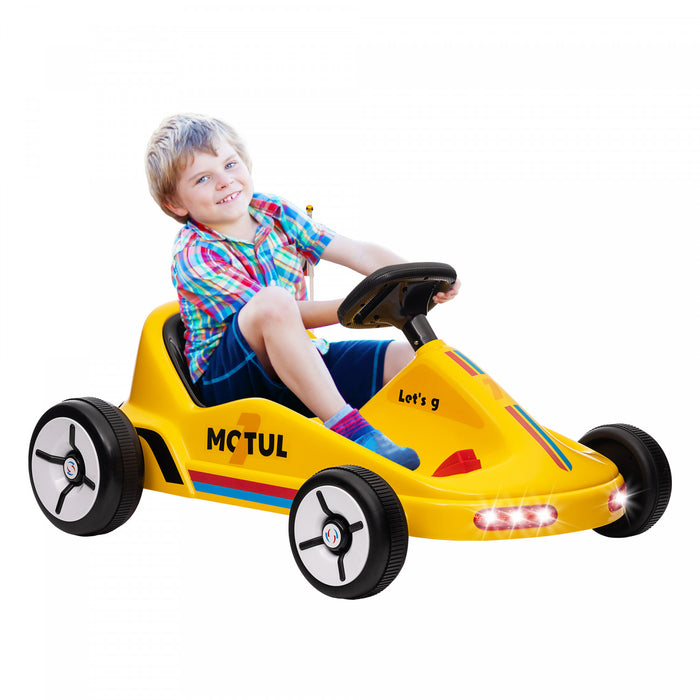 Qaba Kart Pour Enfants, Voiture Electrique Alimentee Par Batterie 6 V Avec Musique, Lumiere, Klaxon, Pour Tout-petits Garcons Et Filles De 3 A 5 Ans, Jaune