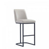 Tabouret de bar moderne en metal et tissu Serena, gris clair
