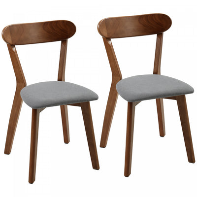 HOMCOM Dining Chairs Set of 2 with Curved Backrest, Grey and Brown
