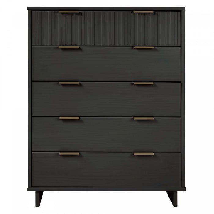 Commode Granville Moderne 38\" en gris charbon (5 tiroirs)