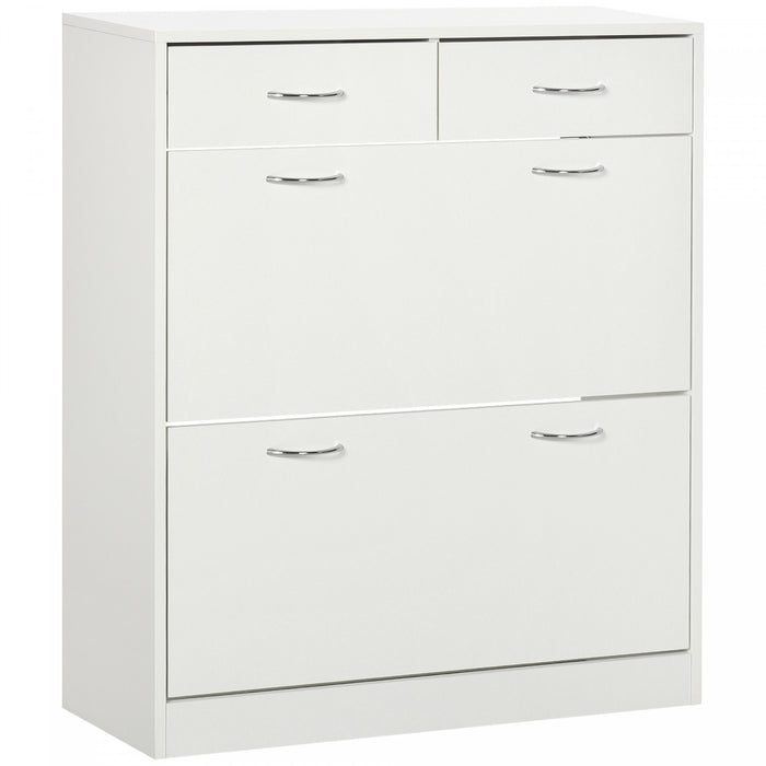 HOMCOM Meuble a chaussures avec tiroirs rabattables, Blanc