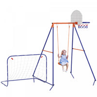 Outsunny Swing Set Pour Enfants Exterieur 3 En 1 Cadre D'oscillation En Metal Avec Siege D'oscillati