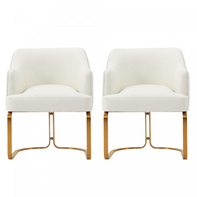 Raya Modern Wood Vegan Leather Dining Chair in Ivory - Set of 2 | Chaise de salle a manger moderne Raya en bois et cuir vegetalien ivoire - Lot de 2