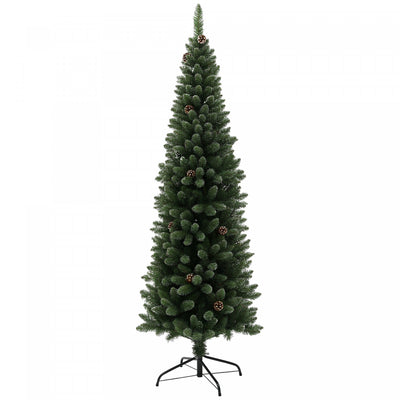HOMCOM 6ft Artificial Pencil Christmas Tree w/ 618 Branches and Metal Base