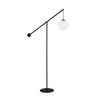 Lampe à pied Holly de Dainolite de 66 po de hauteur en verre blanc opale, avec fini noir mat et 1 ampoule
