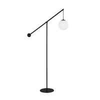 Lampe à pied Holly de Dainolite de 66 po de hauteur en verre blanc opale, avec fini noir mat et 1 ampoule