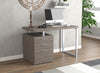 Bureau D’etude 47,25 Po Pour Bureau A Domicile Ou Salle De Jeux – Taupe Fonce Avec 3 Tiroirs Et Base En Metal Argente