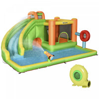 Outsunny Chateau Gonflable Pour Enfants 7 En 1 Comprenant Un Toboggan, Un Trampoline, Une Piscine, U