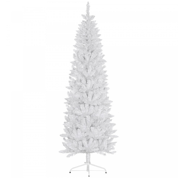 Homcom Arbre De Noel Artificiel De 7pi De Haut Avec Base En Acier, Blanc