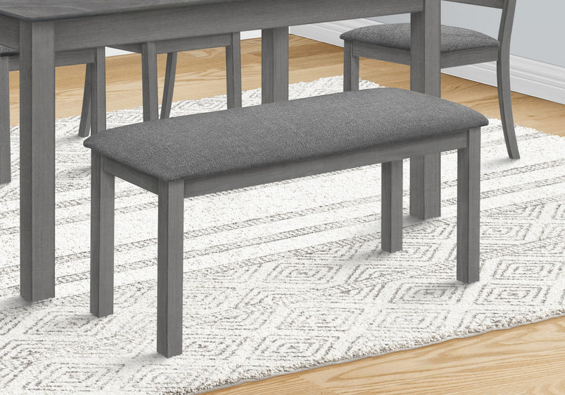 Banc rectangulaire gris en bois et en tissu de style transitionnel pour la salle à manger, la cuisine et l’entrée
