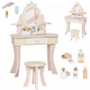 Qaba Coiffeuse pour enfants, avec miroir et tabouret, 7 accessoires