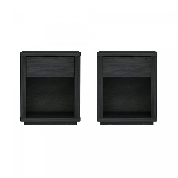Table de nuit moderne Evelyn 20\" en gris charbon (1 tiroir) - Lot de 2