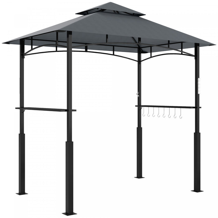 Outsunny Gazebo Grill 8' X 5', Abri Bbq Avec Lumiere Led, Gris Fonce