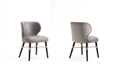 Strine Modern Wood Upholstered Dining Chair in Dark Taupe - Set of 2 | Chaise de salle a manger moderne Strine en bois et tissu, coloris taupe fonce - Lot de 2