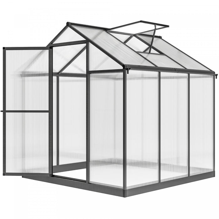 Outsunny Serre En Polycarbonate De 8' X 6' X 6.4' Avec Gouttieres