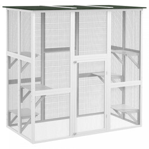 Pawhut Maison Pour Chat D'exterieur En Bois Avec Grand Interieur Spacieux, 6 Rebords Hauts, Toit En Asphalte De Protection Contre Les Intemperies, 71