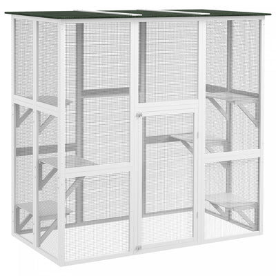 Pawhut Large Outdoor Catio Enclosure, Weatherproof Cat House With Asphalt Roof, Wooden Cat Patio Cag|Pawhut Maison Pour Chat D'exterieur En Bois Avec Grand Interieur Spacieux, 6 Rebords Hauts, Toit En