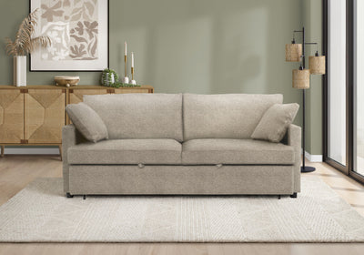 Sleeper Sofa, 78" Length, Convertible Sofa Bed, Light Beige Fabric Sleeper Sofa | Canape Lit Convertible, 78" Longueur, Tissu Beige Clair