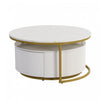 Table Basse Gigogne Moderne Sophia De 27,6\" Avec Tiroir De Rangement, Blanche