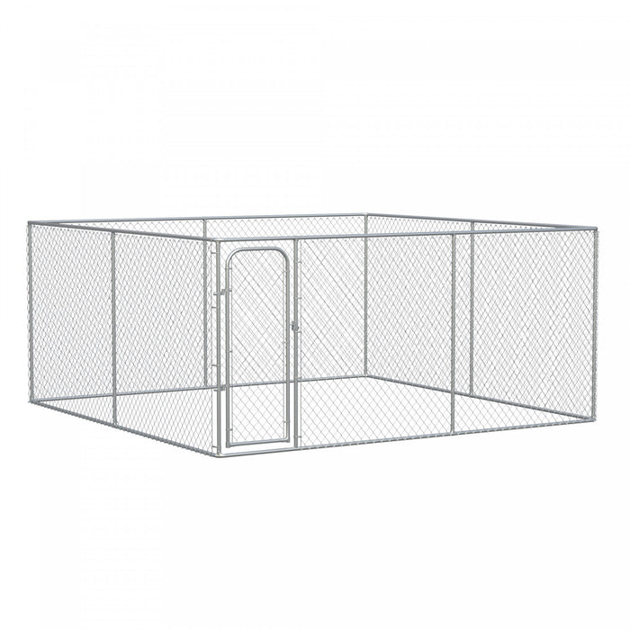 Pawhut Chenil Pour Chien Exterieur Galvanise Cloture De Maillon De Chaine Heavy Duty Animal Run House Poulailler Avec Verrouillage Securise Murs Lateraux De Maille, 13' L X 13' I X 5.9' H