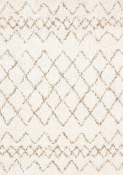 Taylor Cream Brown Lattice Shag Rug, 7'10" x 10'6" Indoor Area Rug | Tapis Taylor creme en treillis marron, 7'10" x 10'6"