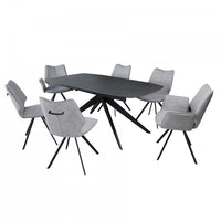 Ensemble de salle a manger extensible Bram 7 pieces (71 a 94 po de largeur) avec 6 chaises rembourrees
