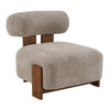Luma Modern Boucle Lounge Chair with Rolled Backrest and Solid Wood Frame, Brown, Walnut | Luma Fauteuil de Salon Moderne en Bouclette a Dossier Enroule et Cadre en Bois Massif, Brun, Noyer