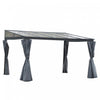 Outsunny 13' X 9,5' Pergola A Toit Rigide Exterieur Pc Toit Gazebo Tente De Fete Jardin Abri De Soleil Impermeable Et Protection Uv Avec Rideaux, Gris