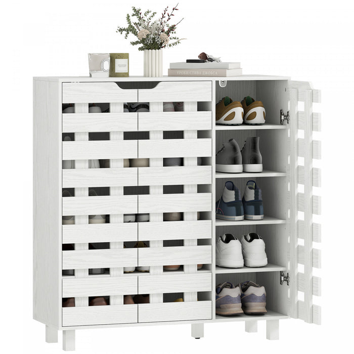 HOMCOM Meuble a chaussures, rangement pour 20 paires de chaussures, blanc