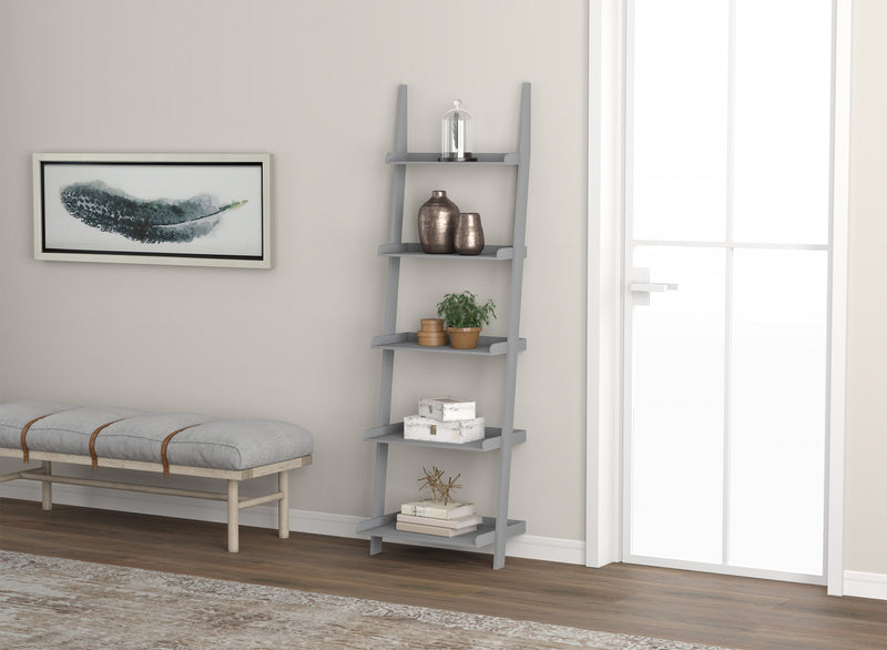 Meuble de rangement étagère murale de 70 po à 5 étages avec bordures encadrées - gris clair