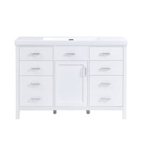 Resina Meuble-Lavabo Simple 48 po avec Vasque en Resine et 6 Tiroirs, Blanc
