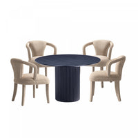  Ensemble de salle a manger moderne chic industriel Hathaway et Palmer 5 pieces en ivoire et noir