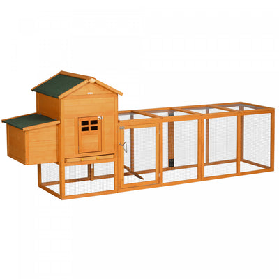 Pawhut 117" Chicken Coop, Wooden Rabbit Hutch With Chicken Run, Slide-out Tray, Asphalt Roof, Nestin|Pawhut Poulailler Extra Large 117" Avec Toit En Asphalte, Poulailler En Bois Avec Plateau Coulissant