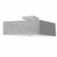 Plafonnier semi-affleuré Seren de Dainolite avec abat-jour gris, fini chromé poli et 3 ampoules