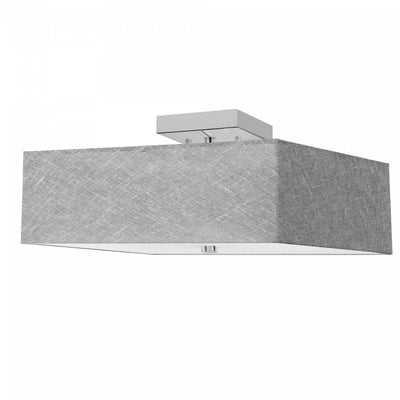 Dainolite Seren 3 Light Semi-flush Mount Polished Chrome Grey Shade Lamp|Plafonnier semi-affleuré Seren de Dainolite avec abat-jour gris, fini chromé poli et 3 ampoules