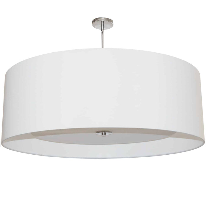 Luminaire suspendu Helena de Dainolite de 30 po de diamètre avec abat-jour blanc qui diffuse la lumière, fini chromé poli et 4 ampoules