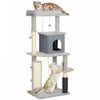 Pawhut Arbre A Chat Pour Grands Chats, Tour A Chat 52\" Avec Griffoirs, Lit Pour Chat, Brosse De Toilettage, Plates-formes De Saut, Balles Jouets, Kit Anti-basculement, Gris Clair