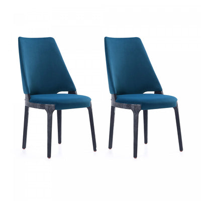 Kara Modern Wood Upholstered Dining Chair in Blue - Set of 2 | Chaise de salle a manger moderne en bois Kara avec revetement bleu - Lot de 2