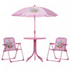 Outsunny Ensemble Table Et Chaises De Jardin Pour Enfants, Meubles De Jardin Pliants D'exterieur, Pour Terrasse, Arriere-cour, Avec Motif Sirene, Parasol Amovible Et Reglable En Hauteur