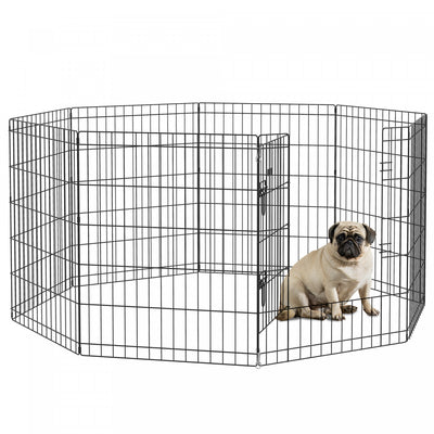 Pawhut Dog Playpen Puppy Play Pen, Pet Exercise Fences For Outside Indoor, Foldable Dog Kennel, 30"h|Pawhut Cage Pour Chiot A 8 Panneaux, Cage D'exercice En Metal Pliable De 30 Po Pour Chien, Noir