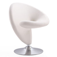 Fauteuil d’appoint pivotant Curl de Manhattan Comfort en chrome poli et en mélange de laine - crème