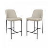 Tabouret de comptoir contemporain Loft en cuir vegetalien et metal, gris pierre - Lot de 2