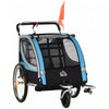 Aosom Remorque Velo Enfant 2 En 1, Poussette Bebe Avec Frein, Sac De Rangement, Drapeau De Securite, Reflecteurs Et Harnais 5 Points, Bleu