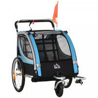 Aosom Remorque Velo Enfant 2 En 1, Poussette Bebe Avec Frein, Sac De Rangement, Drapeau De Securite,