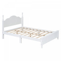  Jessie Lit a plateforme de style retro avec support a lattes en bois, taille double, blanc