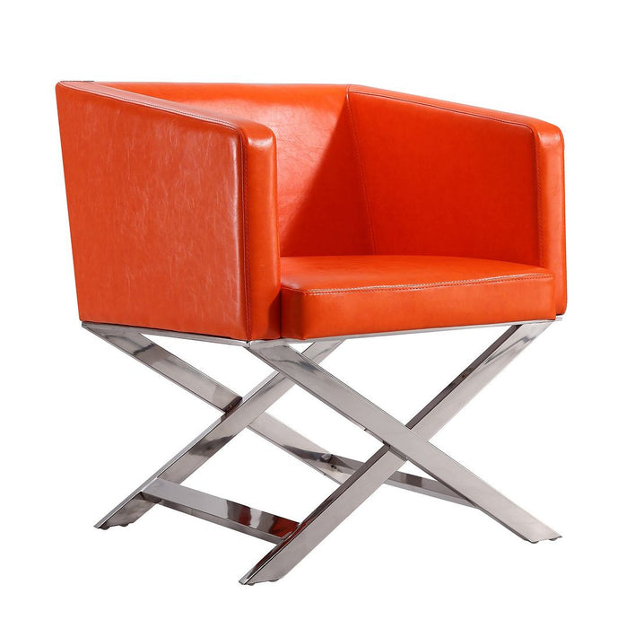 Fauteuil d’appoint de détente Hollywood de Manhattan Comfort en chrome poli et en similicuir - orange