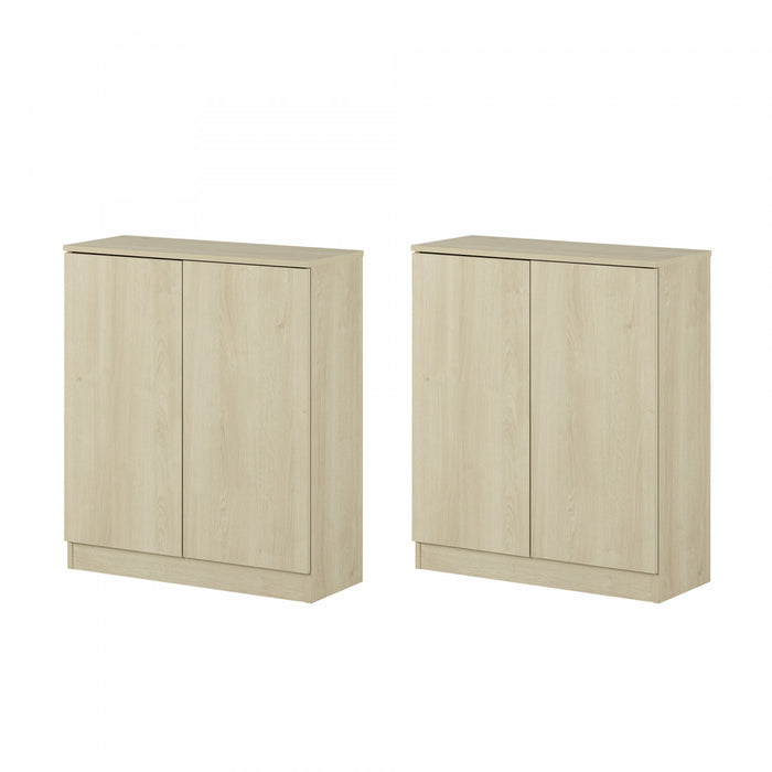  Ensemble de 2 dessertes Arum avec 2 portes - chêne blanchi