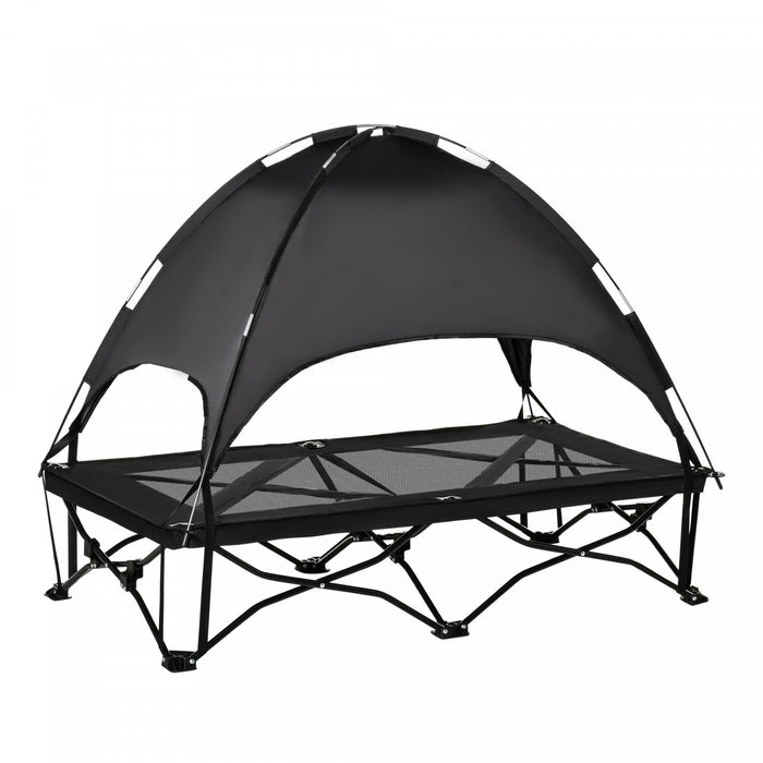 Pawhut Lit Pour Chien Chat Sur Pieds Grand Confort Velum Anti-uv Tissu Oxford Textilene Micro-perfore + Sac De Transport Inclus Acier Noir