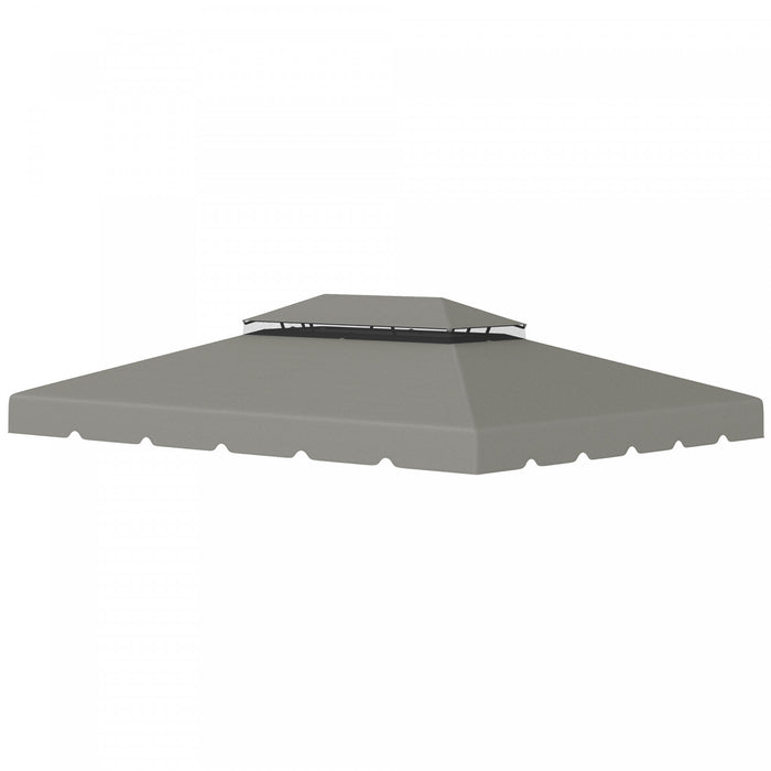 Outsunny 12.8' X 9.5' Toit De Rechange Pour Tonnelle, Couverture Superieure Pour Tonnelle Avec Double Toit Ventile Pour Terrasse De Jardin Exterieur (toit Uniquement), Gris
