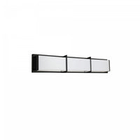 Lumière de coiffeuse Winston de Dainolite en acrylique blanc qui diffuse la lumière, avec fini noir mat et ampoule de 36 W